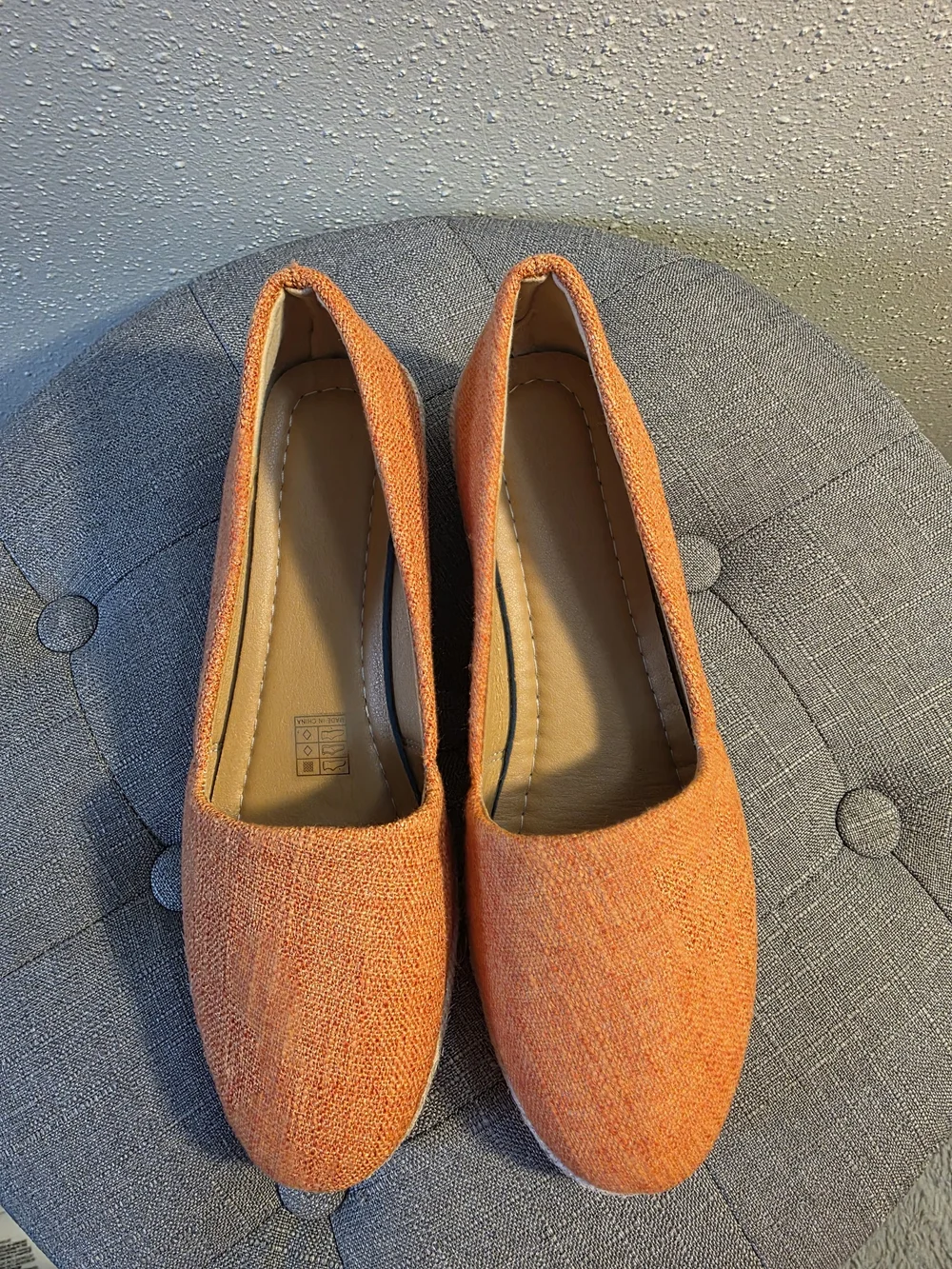 Coastal Lagenlook Women’s Orange Espadrille Wedge Slip-Ons Sz 41 8.5 To 9 US